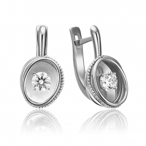 Серьги из белого золота Platina с фианитом 02-4299-00-501-1120-38 фото