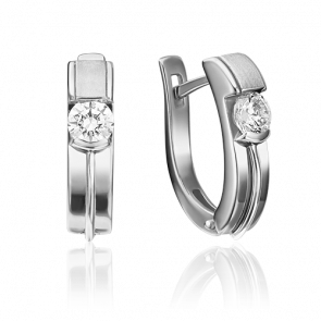 Серьги из белого золота Platina с бриллиантом 02-4300-00-101-1120-30 фото