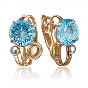 Серьги из комбинированного золота Platina с топазом 02-4304-00-201-1113-46 фото