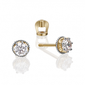 Серьги из комбинированного золота Platina с фианитом 02-4307-00-501-1121-38 фото