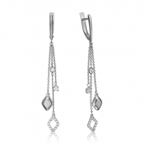 Серьги из белого золота Platina с фианитом 02-4311-00-501-1120-38 фото