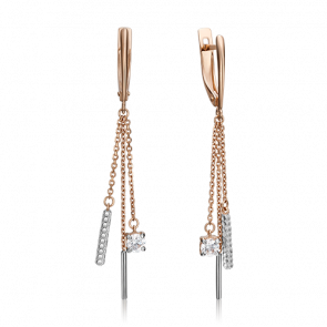 Серьги из комбинированного золота Platina с фианитом 02-4312-00-501-1111-38 фото