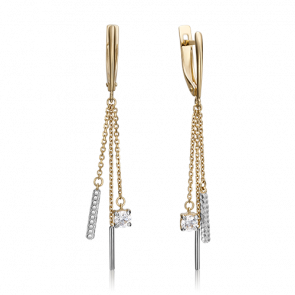 Серьги из комбинированного золота Platina с фианитом 02-4312-00-501-1121-38 фото