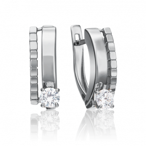 Серьги из белого золота Platina с фианитом 02-4316-00-501-1120-38 фото