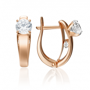 Золотые серьги Platina с фианитом 02-4318-00-501-1110-38 фото