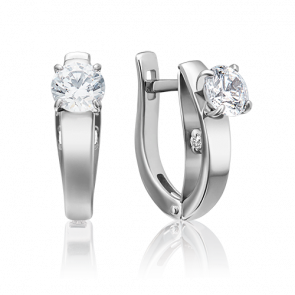 Серьги из белого золота Platina с фианитом 02-4318-00-501-1120-38 фото