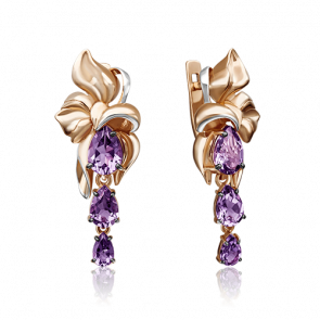 Золотые серьги Platina с аметистом 02-4324-00-203-1110-46 фото