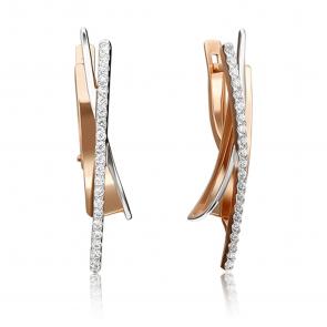 Золотые серьги Platina с фианитом 02-4326-00-401-1110 фото