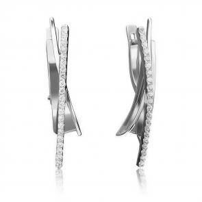 Серьги из белого золота Platina с фианитом 02-4326-00-401-1120 фото