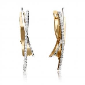 Серьги из лимонного золота Platina с фианитом 02-4326-00-401-1130 фото