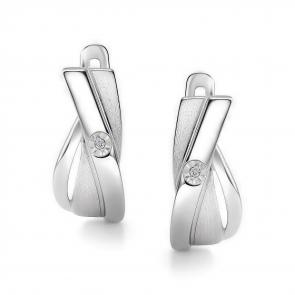 Серебряные серьги АЛЬКОР с бриллиантом 02-4326/000Б-00 фото