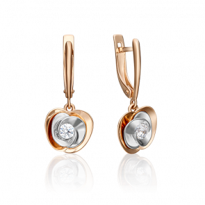 Серьги из комбинированного золота Platina с фианитом 02-4327-00-501-1111-38 фото