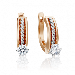 Серьги из комбинированного золота Platina с фианитом 02-4328-00-501-1111-38 фото