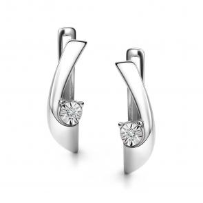 Серебряные серьги АЛЬКОР с бриллиантом 02-4328/000Б-00 фото
