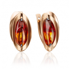 Золотые серьги Platina с янтарём 02-4330-00-271-1110-46 фото