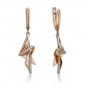 Золотые серьги Platina с фианитом 02-4332-00-401-1110-48 фото