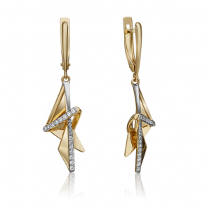 Серьги из лимонного золота Platina с фианитом 02-4332-00-401-1130-48 фото