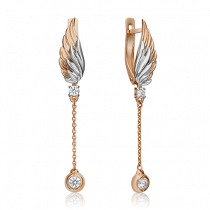 Серьги из комбинированного золота Platina с фианитом 02-4333-00-501-1111-38 фото