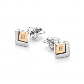 Серебряные серьги АЛЬКОР с золотой накладкой и бриллиантом 02-4335/000Б-00 фото