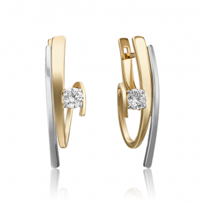 Серьги из комбинированного золота Platina с фианитом 02-4336-00-401-1121 фото