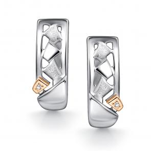 Серебряные серьги АЛЬКОР с золотой накладкой и бриллиантом 02-4337/000Б-00 фото