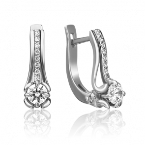Серьги из белого золота Platina с фианитом 02-4338-00-501-1120-38 фото