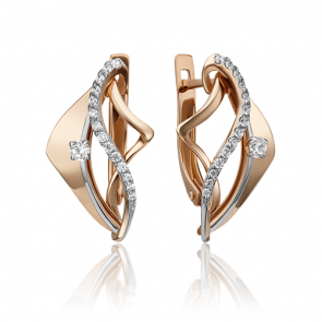 Серьги из комбинированного золота Platina с фианитом 02-4339-00-401-1110-23 фото