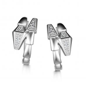 Серебряные серьги Символ года Змея АЛЬКОР с фианитом 02-4340/00КЦ-00 фото