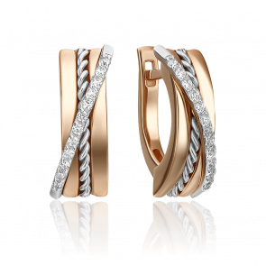 Серьги из комбинированного золота Platina с бриллиантом 02-4341-00-101-1111-30 фото