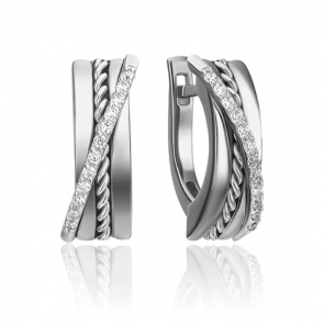 Серьги из белого золота Platina с бриллиантом 02-4341-00-101-1120-30 фото