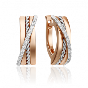 Серьги из комбинированного золота Platina с фианитом 02-4341-00-401-1111-48 фото