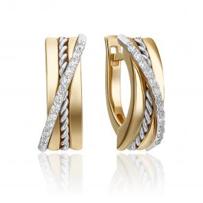 Серьги из комбинированного золота Platina с фианитом 02-4341-00-401-1121-48 фото