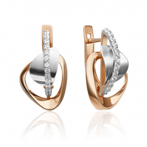 Серьги из комбинированного золота Platina с фианитом 02-4342-00-401-1111-23 фото