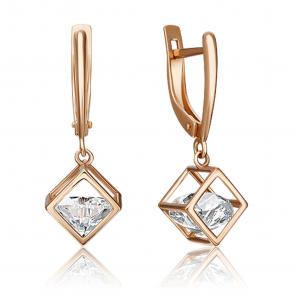 Золотые серьги Platina с подвижным фианитом 02-4343-00-401-1110 фото