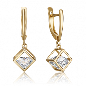Серьги из лимонного золота Platina с фианитом 02-4343-00-501-1130-38 фото