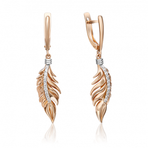 Серьги из комбинированного золота Platina с фианитом 02-4344-00-401-1111-23 фото