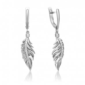 Серьги из белого золота Platina с фианитом 02-4344-00-401-1120-23 фото