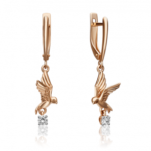 Золотые серьги Platina с фианитом 02-4346-00-401-1110-03 фото