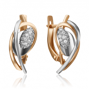 Серьги из комбинированного золота Platina с фианитом 02-4350-00-401-1111-24 фото