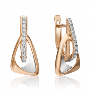 Серьги из комбинированного золота Platina с фианитом 02-4352-00-401-1111-23 фото