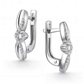 Серебряные серьги АЛЬКОР с фианитом 02-4352/00КЦ-00 фото