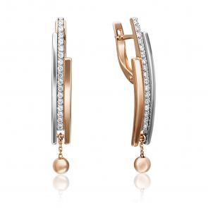 Серьги из комбинированного золота Platina с фианитом 02-4354-00-401-1111-24 фото