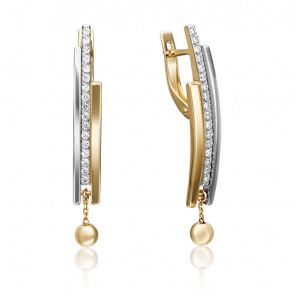 Серьги из комбинированного золота Platina с фианитом 02-4354-00-401-1121-24 фото