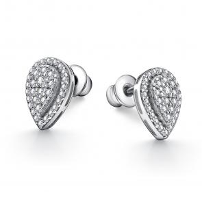 Серебряные серьги АЛЬКОР с фианитом 02-4355/00КЦ-00 фото