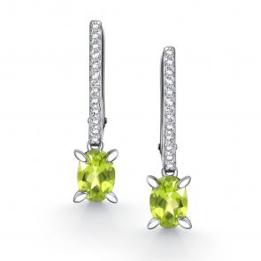 Серебряные серьги АЛЬКОР с фианитом и хризолитом 02-4357/00ХР-00 фото