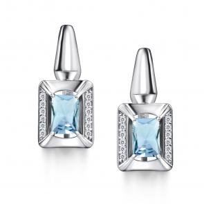 Серебряные серьги АЛЬКОР с топазом и фианитом 02-4358/00ТБ-00 фото