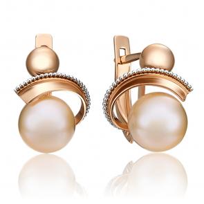 Серьги из комбинированного золота Platina с жемчугом 02-4359-00-301-1111-31 фото