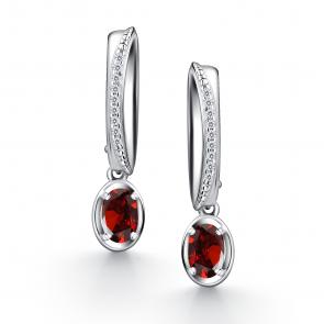 Серебряные серьги АЛЬКОР с фианитом и гранатом 02-4359/00ГР-00 фото