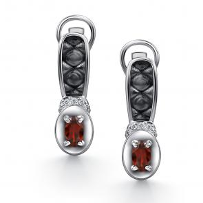 Серебряные серьги АЛЬКОР с фианитом и гранатом 02-4362/00ГР-17 фото