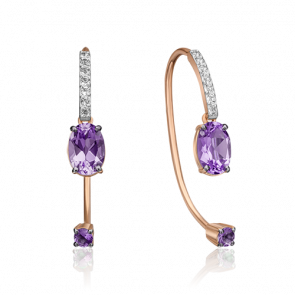 Золотые серьги Platina с топазом и аметистом 02-4365-00-225-1110-57 фото